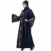 Premium Front open abaya with side embroidery work- Navy Blue
